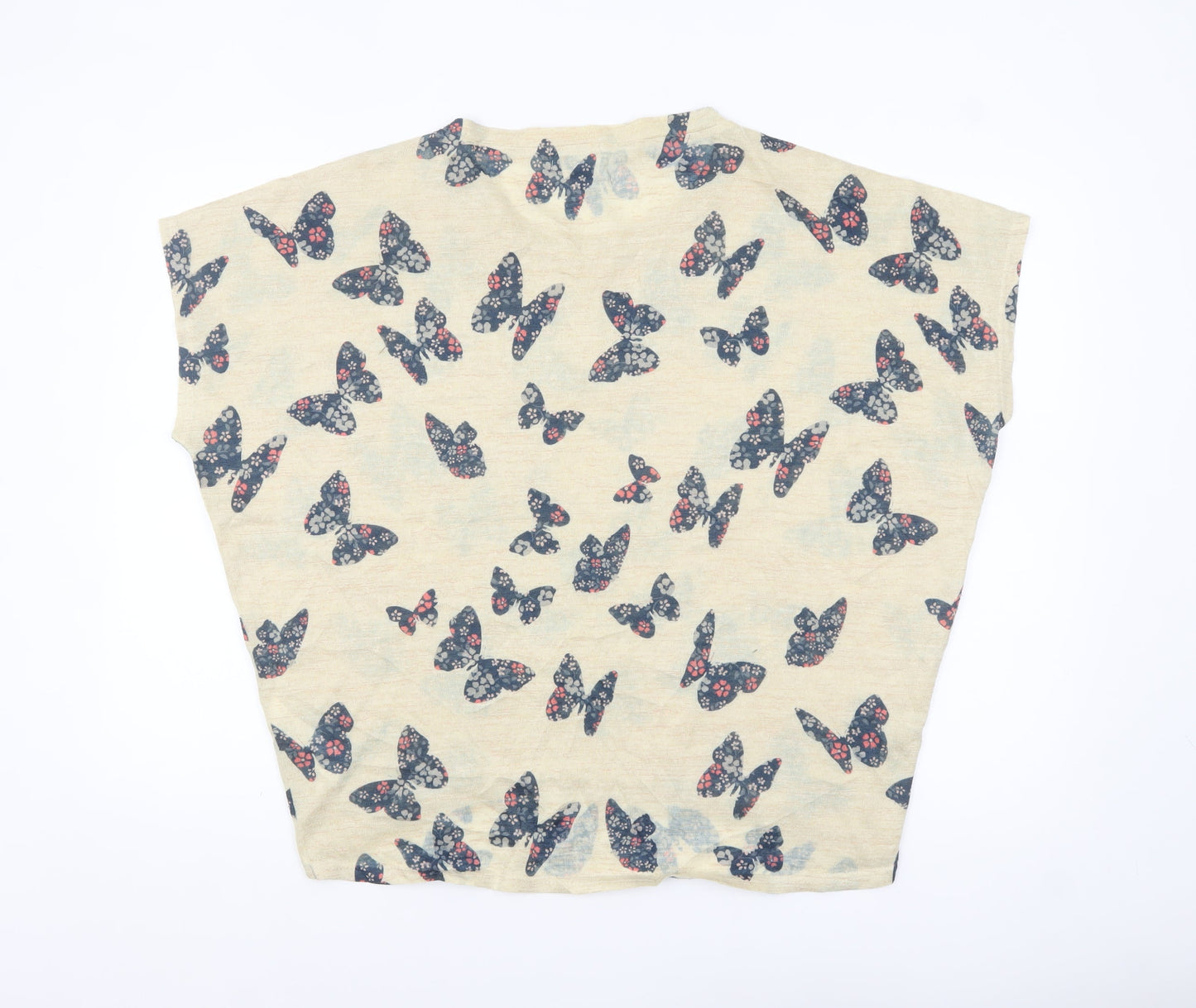 Apricot Womens Beige Butterfly Print Short Sleeve Relaxed T-Shirt M