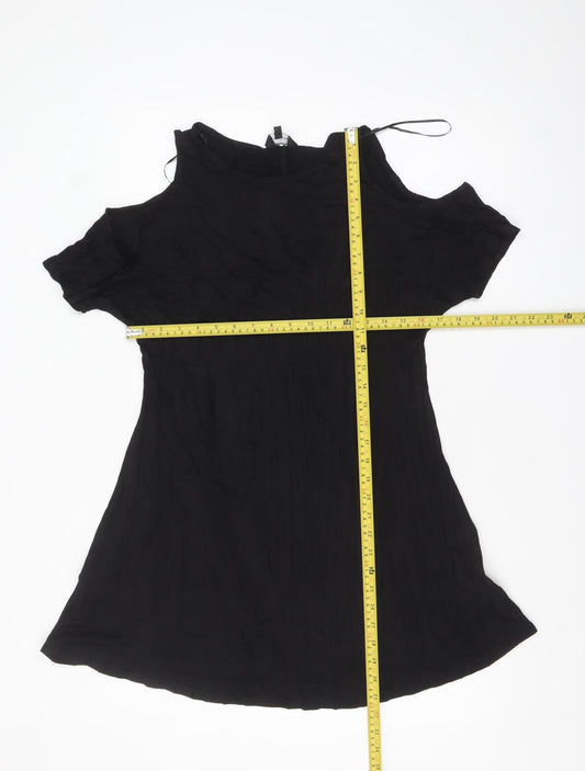 New Look Women's Black Cold Shoulder A-Line Dress Size 10