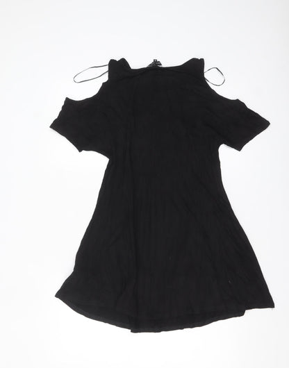 New Look Women's Black Cold Shoulder A-Line Dress Size 10