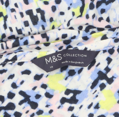 Marks and Spencer Women’s Multicoloured Animal Print V-Neck T-Shirt Size 14