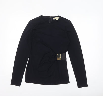 Michael Kors Womens Black Long Sleeve Wrap Blouse S