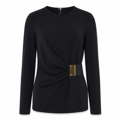 Michael Kors Womens Black Long Sleeve Wrap Blouse S