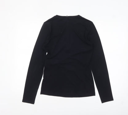 Michael Kors Womens Black Long Sleeve Wrap Blouse S