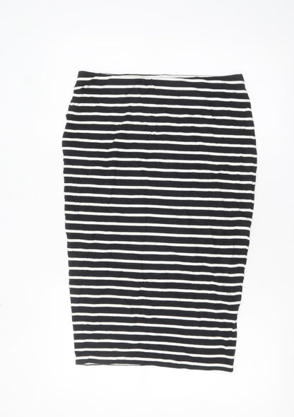 Marks and Spencer Women Black Striped Pencil Skirt Size 10