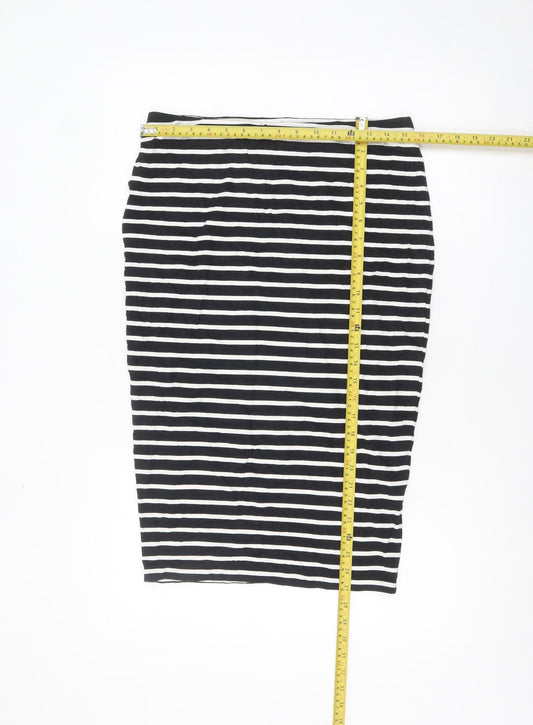 Marks and Spencer Women Black Striped Pencil Skirt Size 10