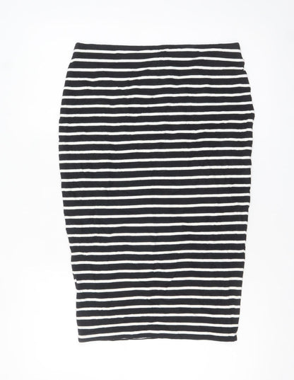 Marks and Spencer Women Black Striped Pencil Skirt Size 10