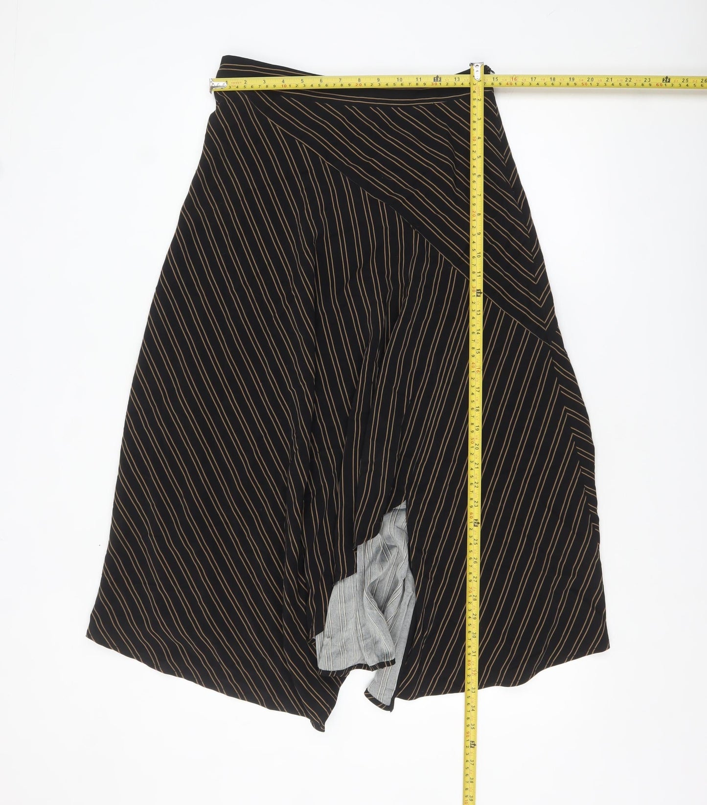 Carolina Belle Women’s Black Striped Midi Wrap Skirt Size 8
