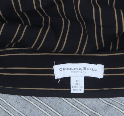 Carolina Belle Women’s Black Striped Midi Wrap Skirt Size 8
