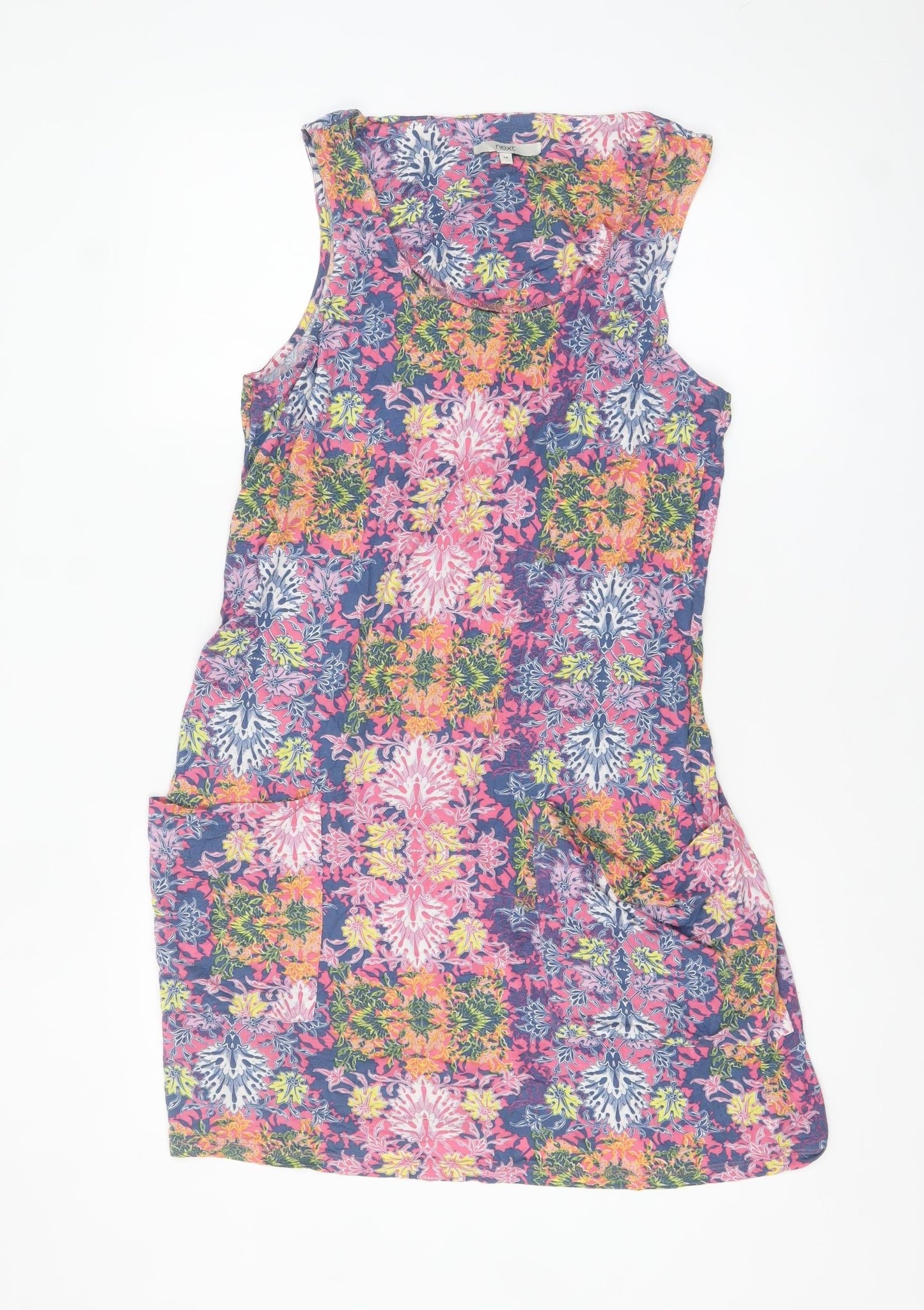Next Women’s Multicoloured Floral Sleeveless Shift Dress Size 14
