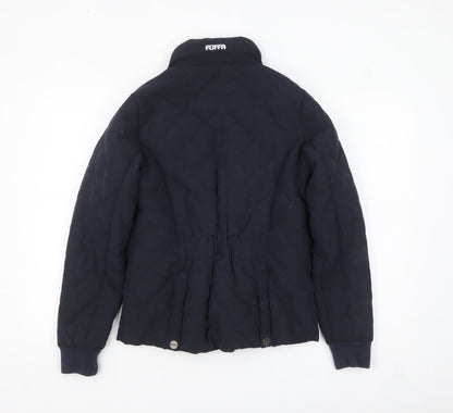 Puffa Women's Blue Quilted Puffer Jacket Size 8 Full Zip Warm