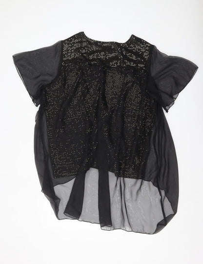 Klass Womens Black Sequin Tunic Blouse Size 22 Party Top