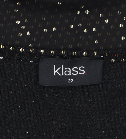 Klass Womens Black Sequin Tunic Blouse Size 22 Party Top
