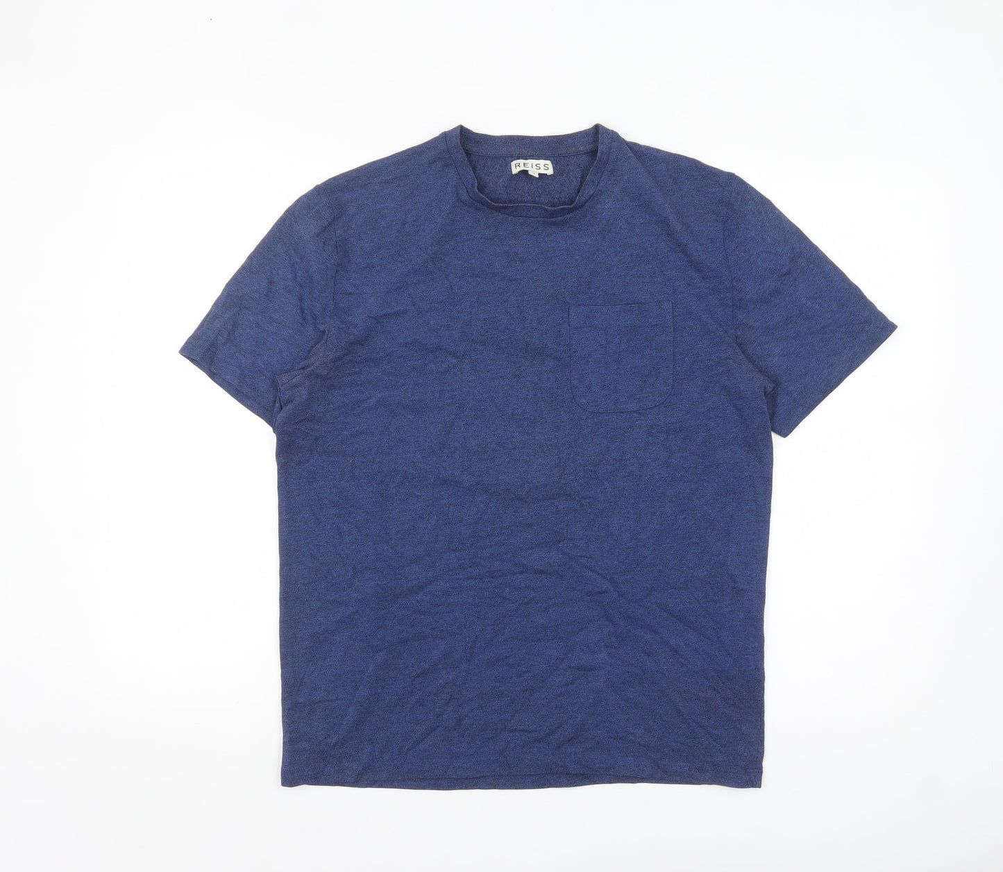 Reiss Men's Blue Cotton Blend Crew Neck T-Shirt Size M