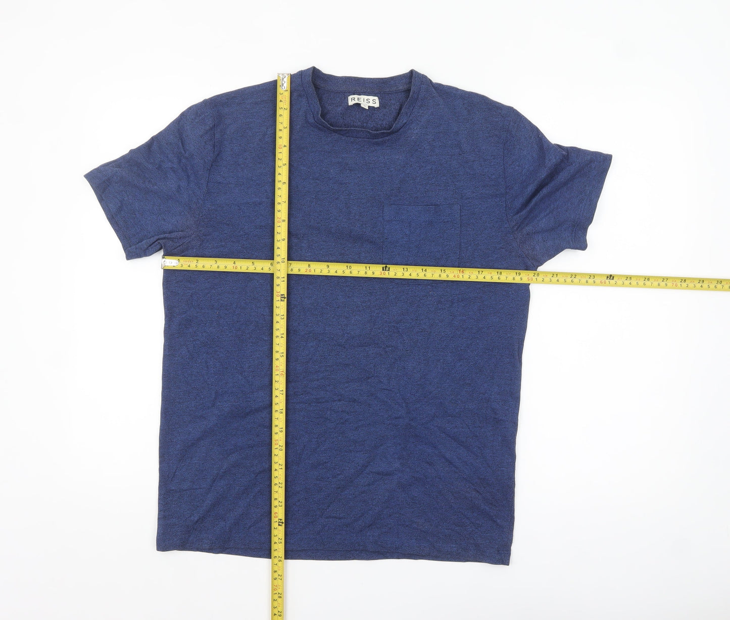 Reiss Men's Blue Cotton Blend Crew Neck T-Shirt Size M