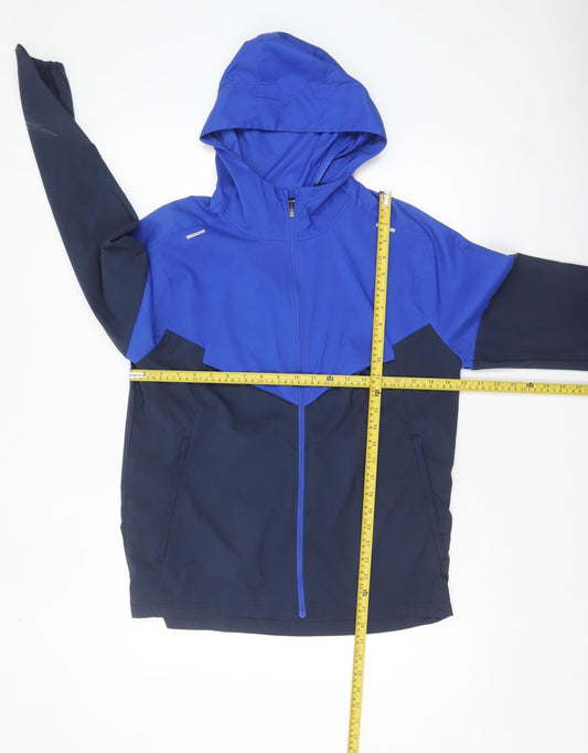 Nike Men's Blue Running Windbreaker Jacket S Hooded Lightweight