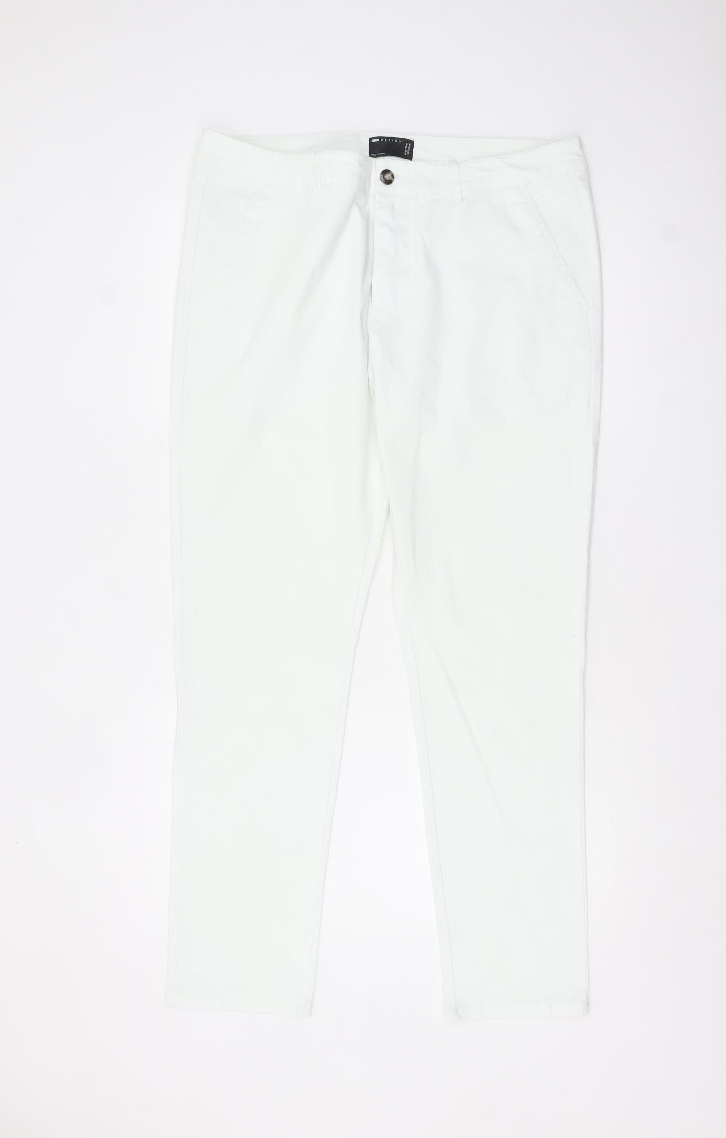 ASOS Men’s White Chino Trousers Size L 36x30 Slim Fit Cotton Stretch