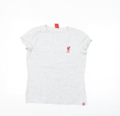 L.F.C. Women's Grey Embroidered Crew Neck Cotton T-Shirt Size 10
