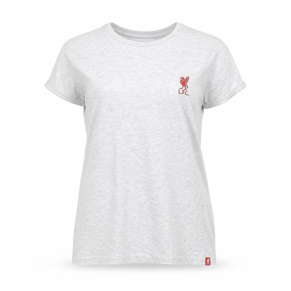L.F.C. Women's Grey Embroidered Crew Neck Cotton T-Shirt Size 10