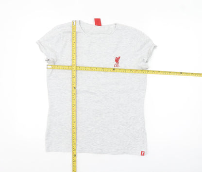 L.F.C. Women's Grey Embroidered Crew Neck Cotton T-Shirt Size 10