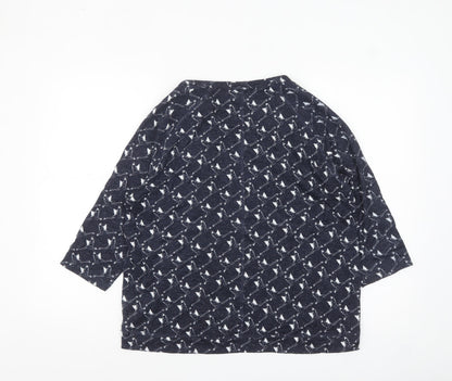 Marks and Spencer Womens Blue Animal Print 3/4 Sleeve Jersey T-Shirt Size 14