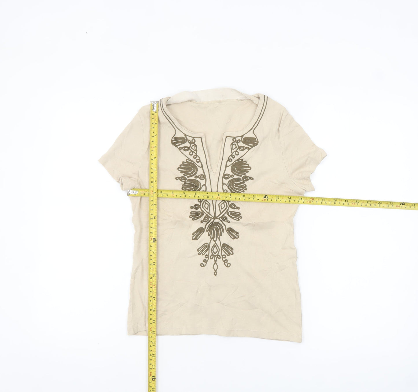 Marks and Spencer Women’s Beige Embroidered Tunic Blouse UK 10
