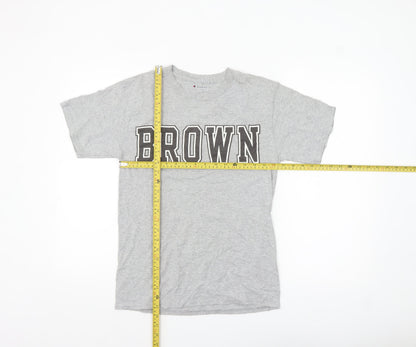 Champion Men's Grey Crew Neck Brown University Graphic T-Shirt Size S