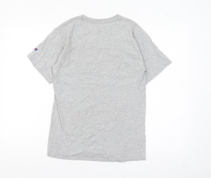 Champion Men's Grey Crew Neck Brown University Graphic T-Shirt Size S