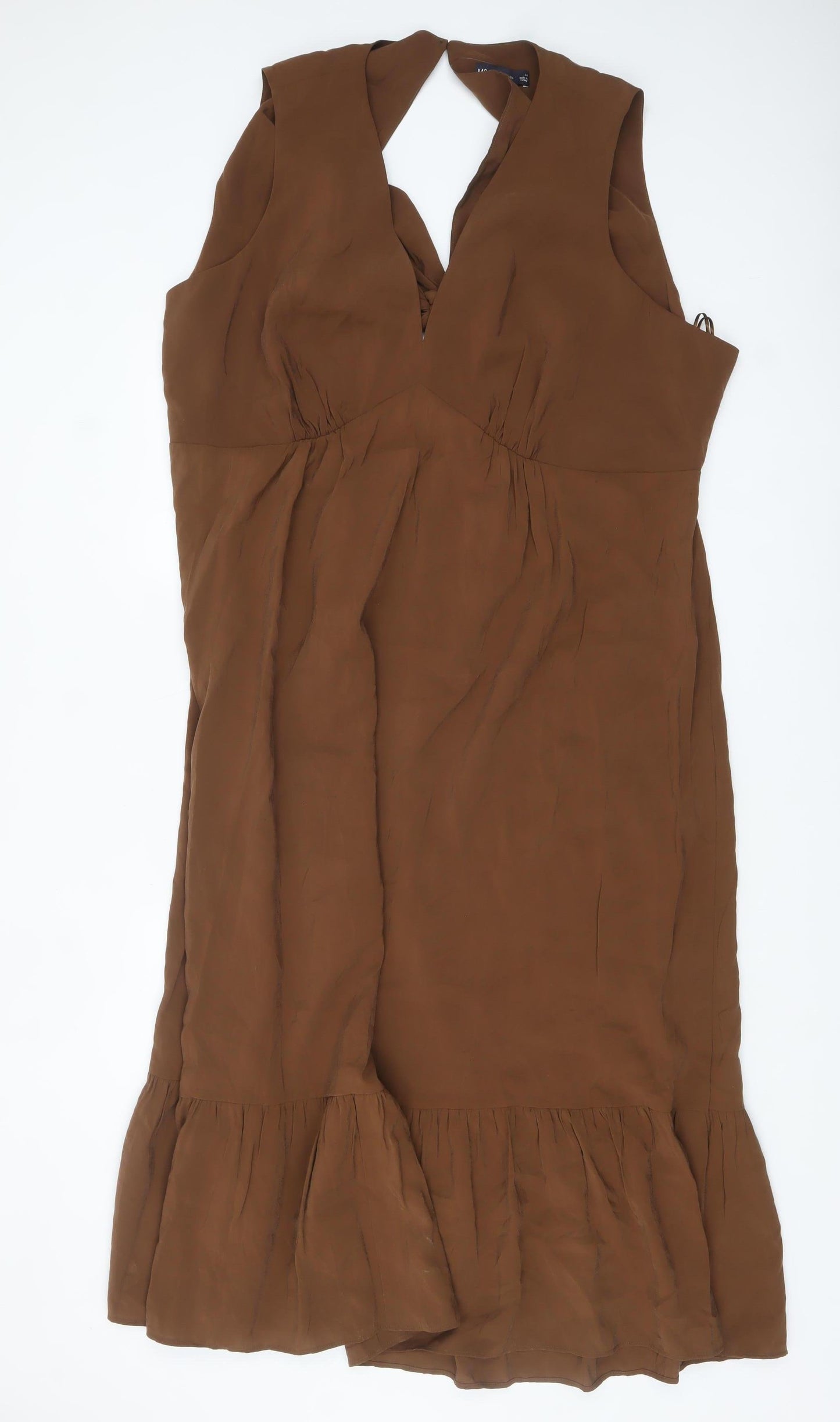 Marks and Spencer Women’s Brown Midi Fit & Flare Sleeveless Dress Size 24