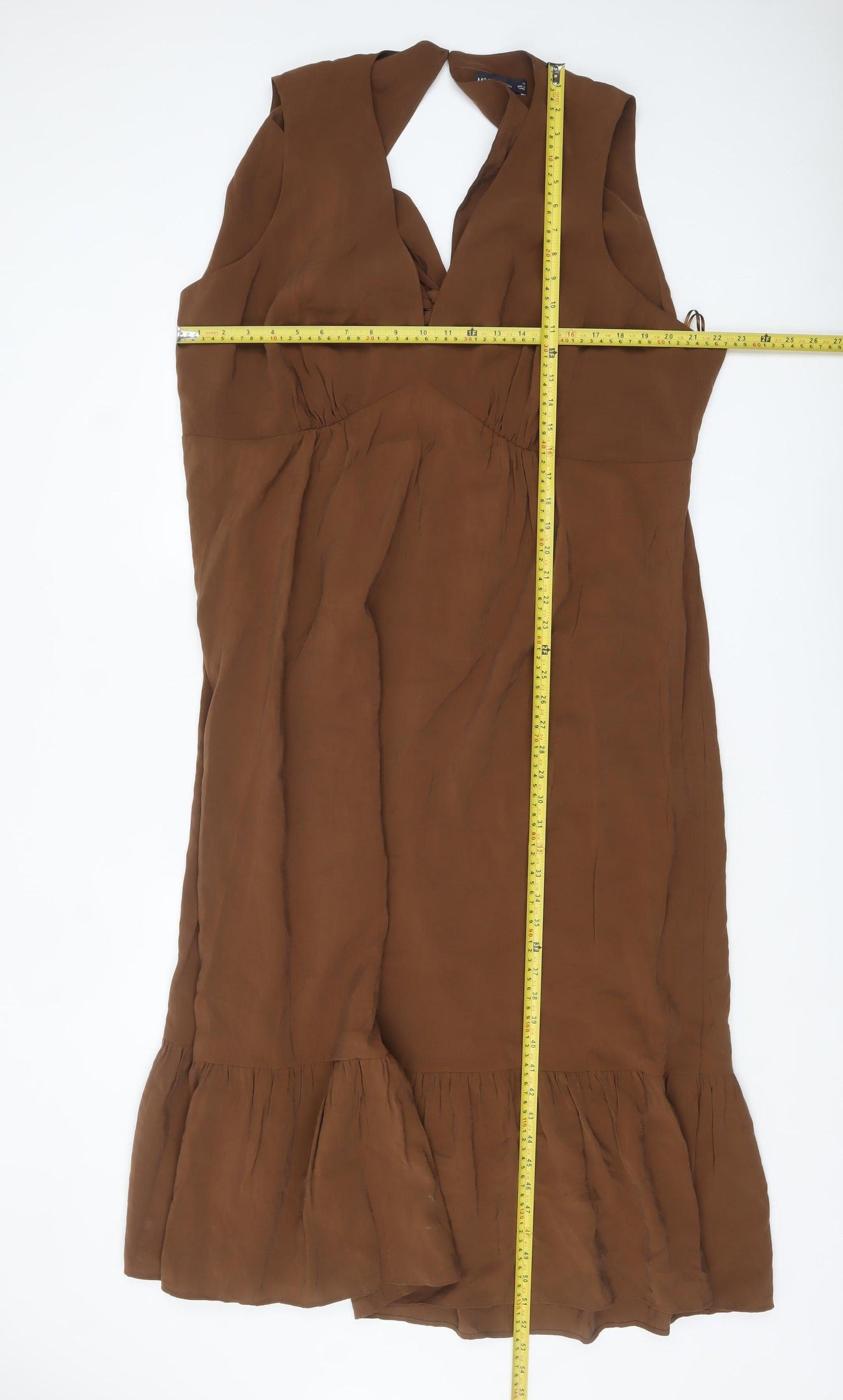 Marks and Spencer Women’s Brown Midi Fit & Flare Sleeveless Dress Size 24