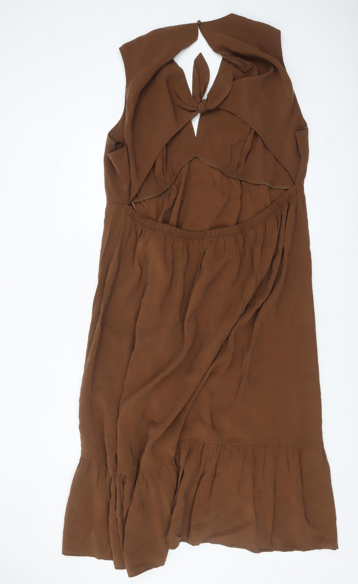 Marks and Spencer Women’s Brown Midi Fit & Flare Sleeveless Dress Size 24