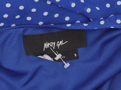 Nasty Gal Women's Blue Polka Dot Cut Out Slip Dress Size S