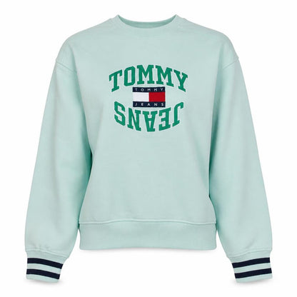 Tommy Jeans Womens Mint Green Small Pullover Sweatshirt Crew Neck Cotton