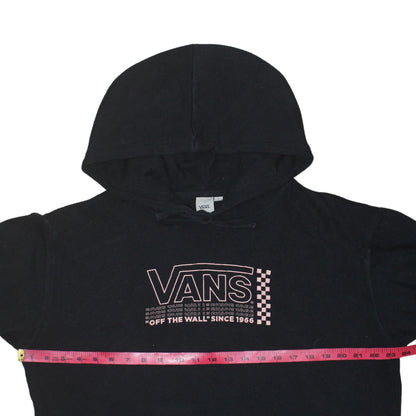Vans Womens Black Pullover Hoodie L Cotton Blend Logo Print