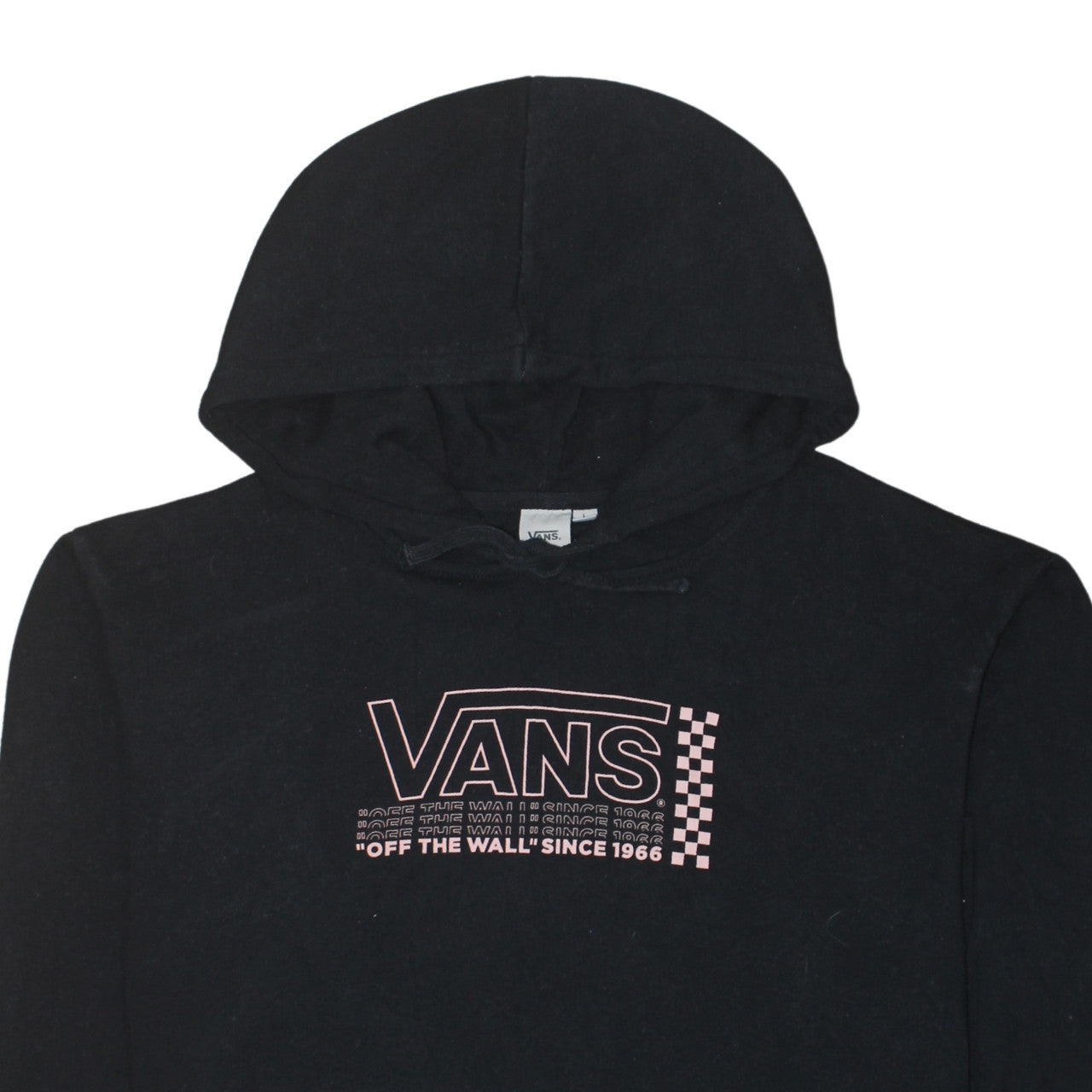 Vans Womens Black Pullover Hoodie L Cotton Blend Logo Print