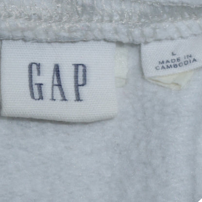 GAP Women Grey Pullover Hoodie L Logo Cotton Blend Casual