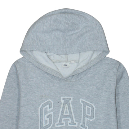 GAP Women Grey Pullover Hoodie L Logo Cotton Blend Casual