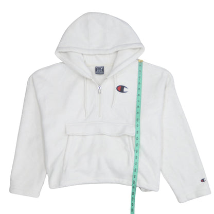 Champion Women's White Medium 1/2 Zip Hooded Fleece Sweatshirt
