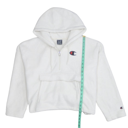 Champion Women's White Medium 1/2 Zip Hooded Fleece Sweatshirt