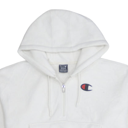 Champion Women's White Medium 1/2 Zip Hooded Fleece Sweatshirt