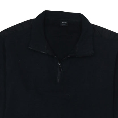 Hugo Boss Men's Black 2XL 1/4 Zip Regular Fit Fleece Jacket