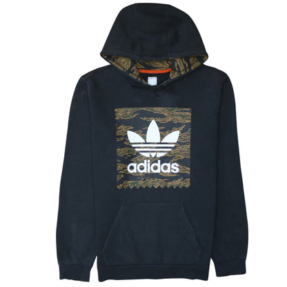 adidas Men’s Black Pullover Hoodie Small Camouflage Logo Fleece