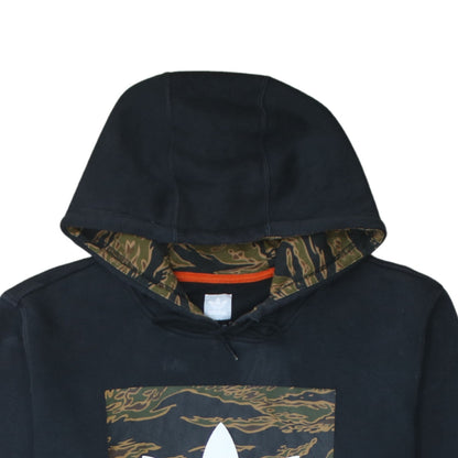 adidas Men’s Black Pullover Hoodie Small Camouflage Logo Fleece