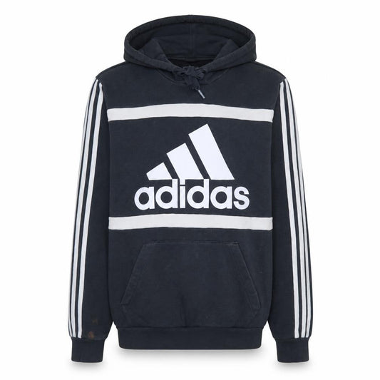 Adidas Men's Black XS Pullover Graphic Hoodie with Logo Stripes