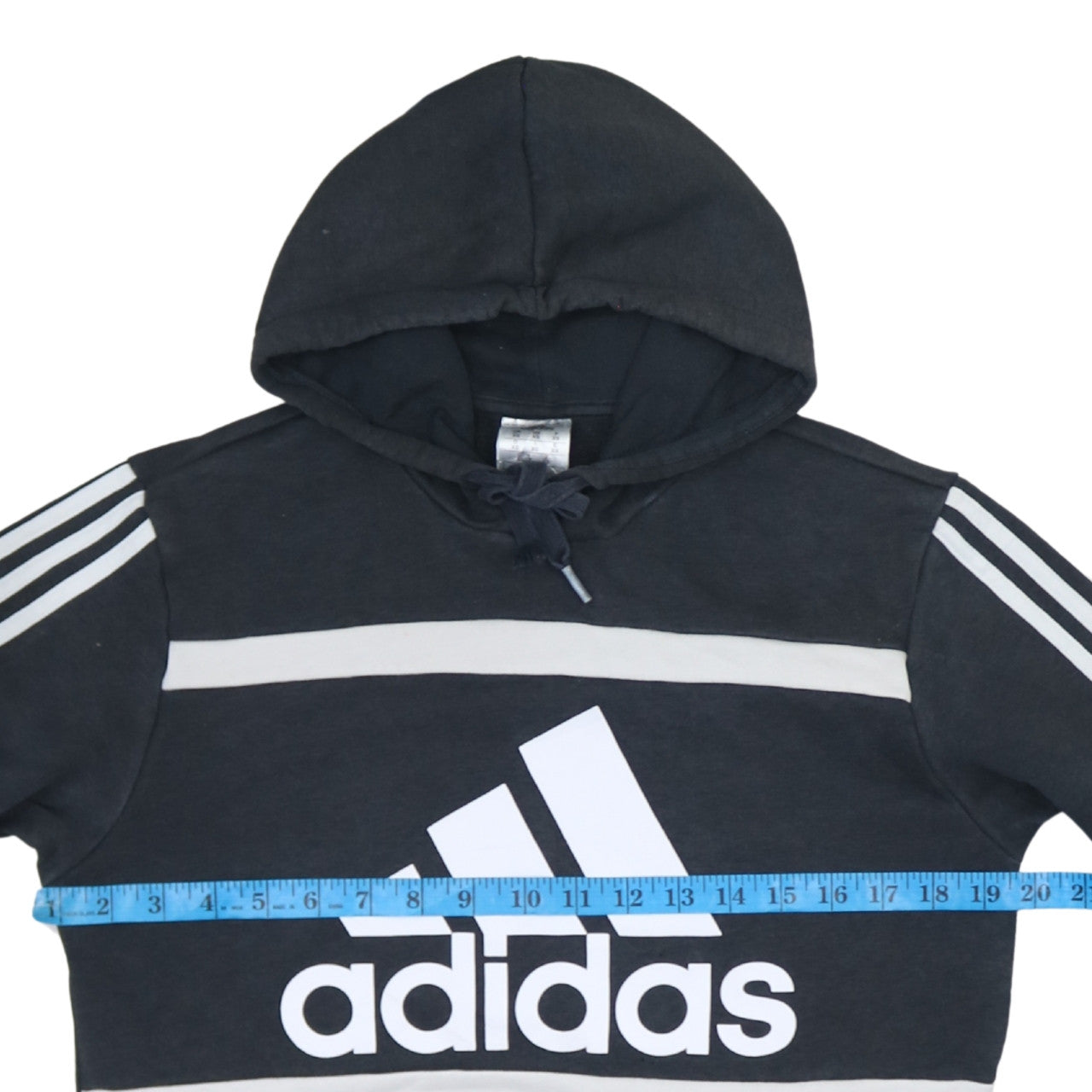 Adidas Men's Black XS Pullover Graphic Hoodie with Logo Stripes