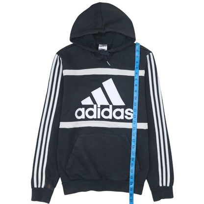 Adidas Men's Black XS Pullover Graphic Hoodie with Logo Stripes