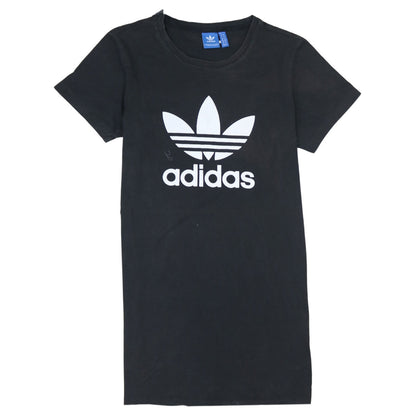 Adidas Womens Black T-Shirt Small Logo Crew Neck Short Sleeve