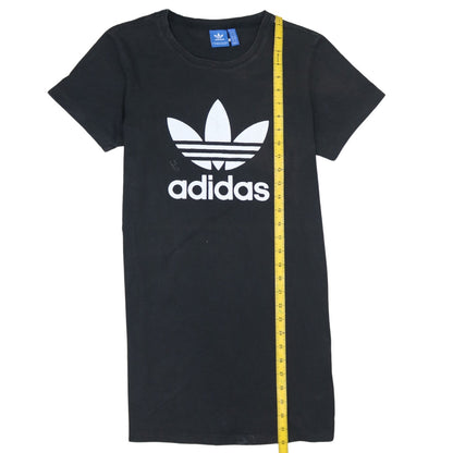 Adidas Womens Black T-Shirt Small Logo Crew Neck Short Sleeve