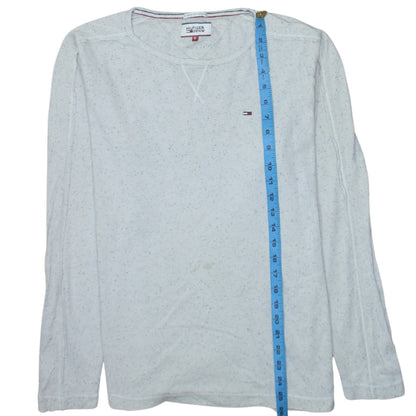 Tommy Hilfiger Denim Men's White Long Sleeve Crew Neck Casual Top Size S