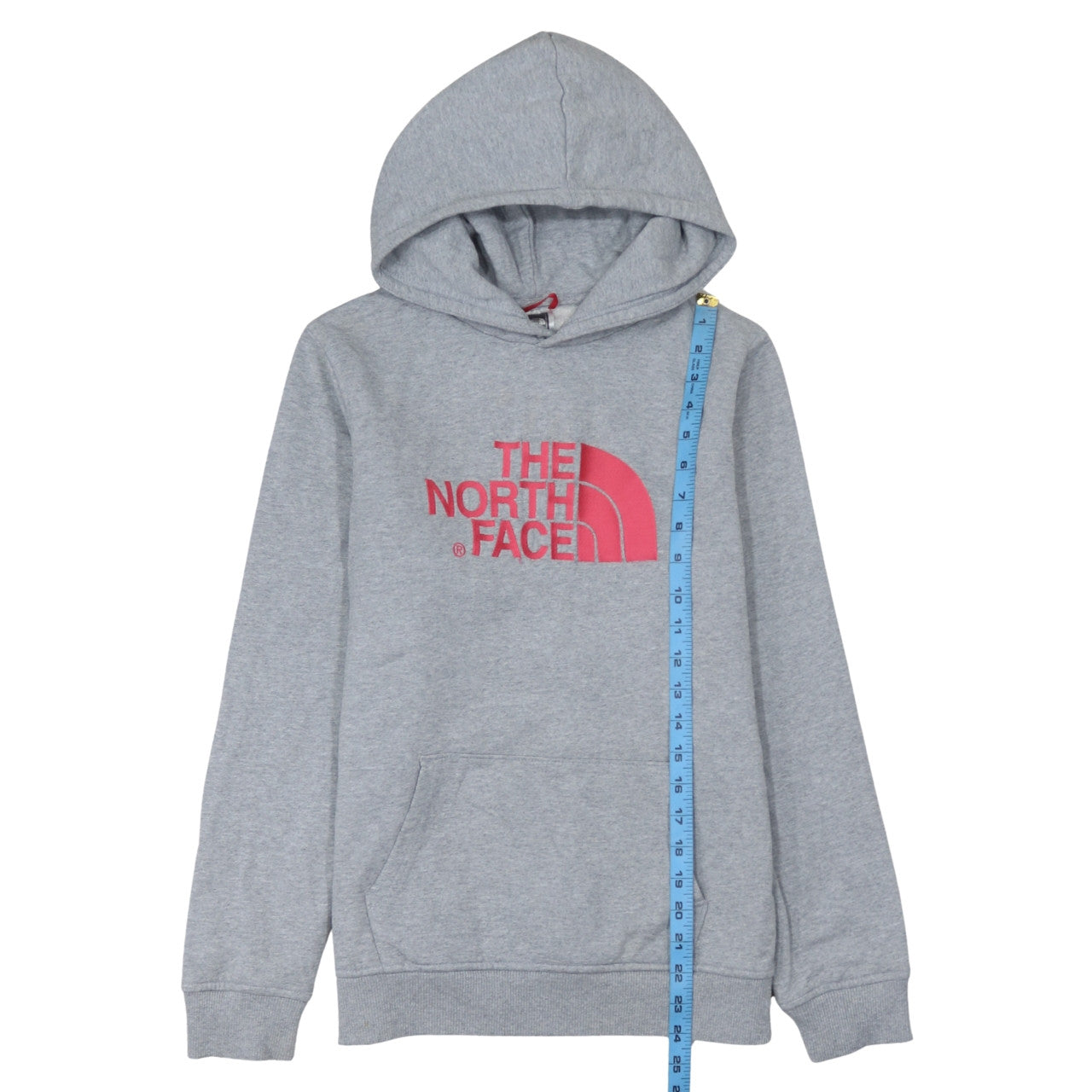 The North Face Girls Grey XL Pullover Hoodie with Pink Logo