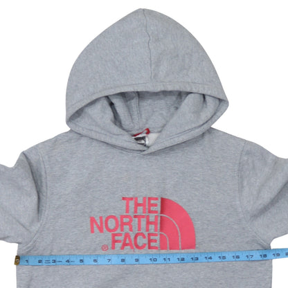 The North Face Girls Grey XL Pullover Hoodie with Pink Logo